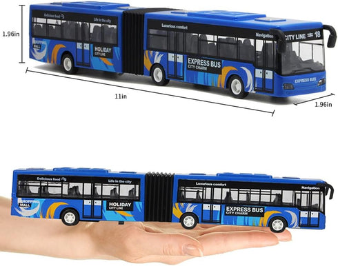 City Bus Die Cast Alloy Toy for Kids, Pull Back Metro Electric Bus with Sounds and Lights, Educational Gift for Ages 3+