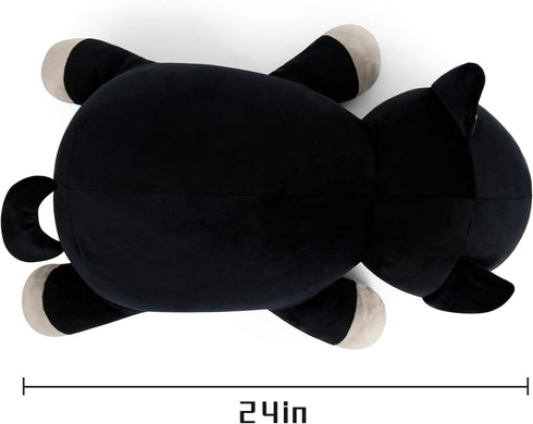 24" 4.2lbs Wepop Black Cat Plush Weighted Stuffed Animals, Weighted Black Cat Pillow Giant Cat Stuffed Animal Cuddle