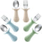 PandaEar Baby Toddler Fork and Spoon Utensil Set, 6 Pack Silicone Stainless Steel Silverware, BPA Free