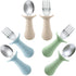 PandaEar Baby Toddler Fork and Spoon Utensil Set, 6 Pack Silicone Stainless Steel Silverware, BPA Free