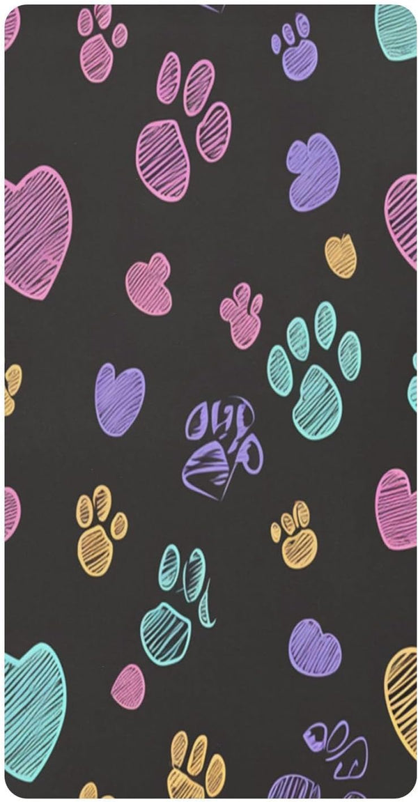 Bseiialft Colorful Dog Paws Hearts Cute Crib Sheets for Boys Girls Soft and