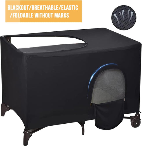 40"30" Blackout Crib Canopy Cover Stretchy Breathable Travel Netting Tent and Shade Stretch Up to for Indoor