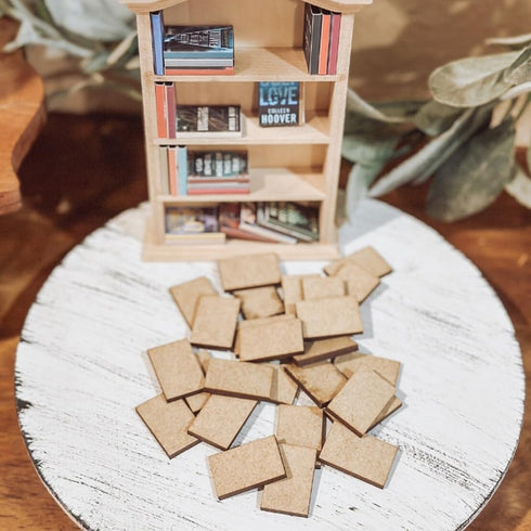 50 1:12 Pcs Blank Mini Books for Miniature Bookshelf, Wooden Dollhouse Books Scale Mini Books, Print Off The Covers