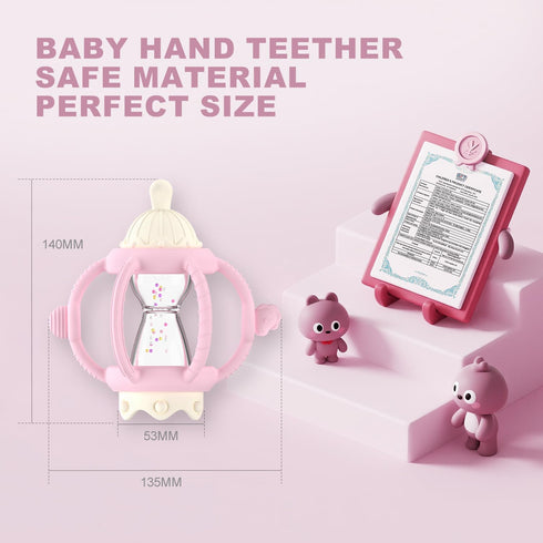 0-6 6-12 6-18 Teething Rattles for Babies Months months, Silicone Rattle Teether with Pacifier, Baby Montessori Toys