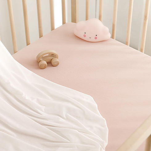 GRSSDER Jersey Crib Sheets for Girls, Stretchy Ultra Soft Fitted Sheets Set 2 Pack, Universal Fit for Standard Crib