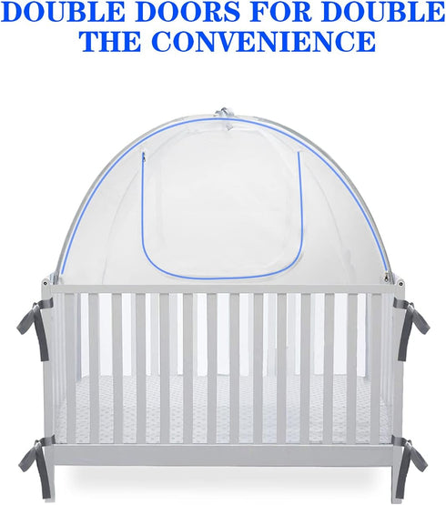 Baby & Beyond 52.25" 28.25") Baby Crib Tent Safety Net, Durable Strong Self-Locking Zippers, Protects from Climbing Out