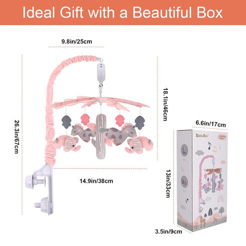 3 12 Upgraded Blublu Park Musical Crib Mobile for Girls, Baby Mobile with Hanging Rotating Toys Woodland Nursery Decor