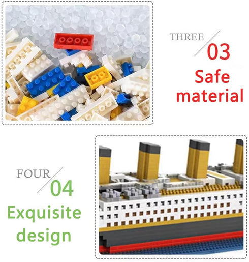 Titanic Ship Model Building Block Set, 3D Puzzle DIY Educational Toys, Mini Bricks Toy Micro Blocks, 1860PCS Gift