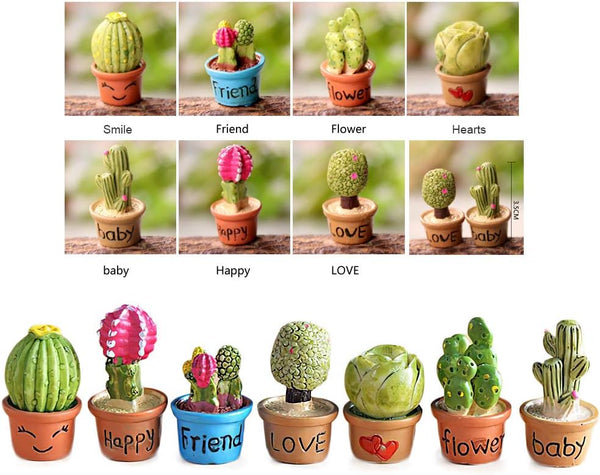 7 in 1 Dollhouse Decoration, Miniature Green Potted Plant Pots, 1:12 Scale Doll House Bonsai Model Accessories (7