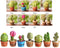 7 in 1 Dollhouse Decoration, Miniature Green Potted Plant Pots, 1:12 Scale Doll House Bonsai Model Accessories (7