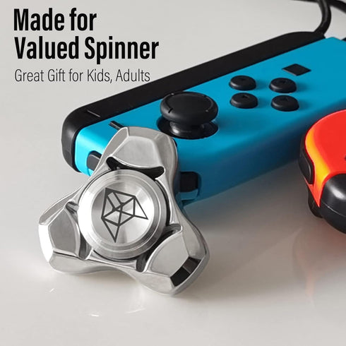 FREELOVE Metal Fidget Spinner for Adults, Stainless Steel Heavy Spinning Toys, Small Mini Fox Hand Gyro, Silver