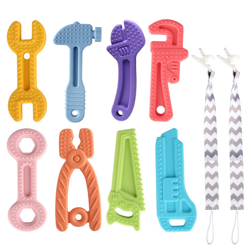 8 Pack Chew Baby Teething Toys for 0-12 Months, Freezable BPA Free Silicone Baby Molar Teether Chew Toys