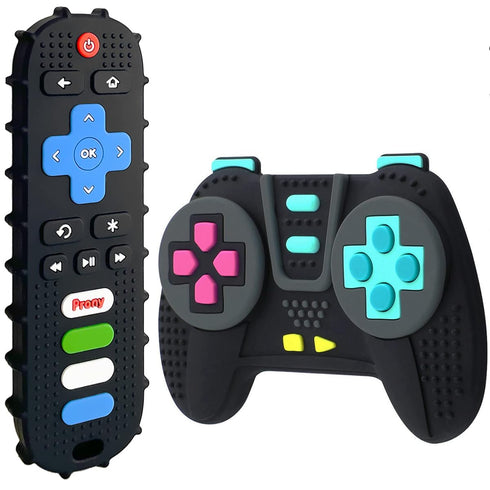Silicone Remote Control and Game Controller Teething Toys for Baby 3 Months and Up, Sensory Teether Toys