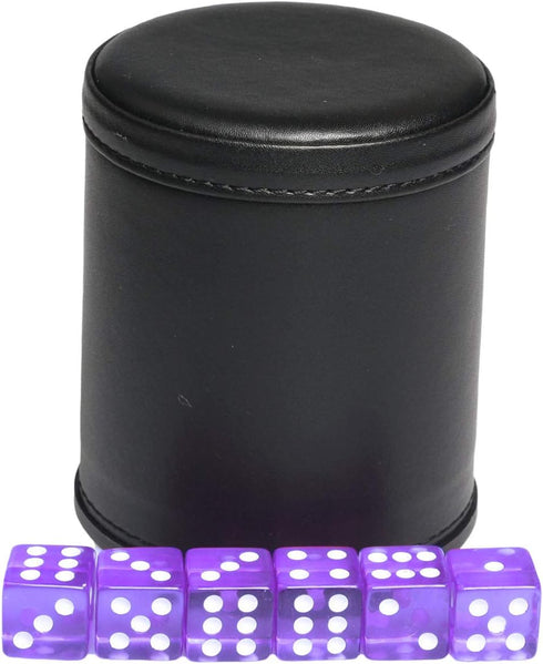 Leatherette Dice Cup with Felt Lining, Quiet Shaker for Playing Yahtzee/Farkle/Liars Dice/Board Game