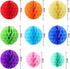 Happy Birthday Banner Decorations Set - Rainbow Paper Flags with 9 Honeycomb Balls and Circle Dots Garland