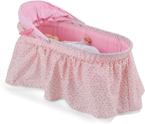 Badger Basket Foldable Doll Rocking Bed with Hood for 22 inch Dolls - Pink/Rosebud