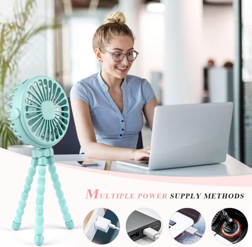 Suteng Clip-On Stroller Fan, Battery Operated Mini Portable Handheld Fan for Car Seat Crib, USB Rechargeable with 3