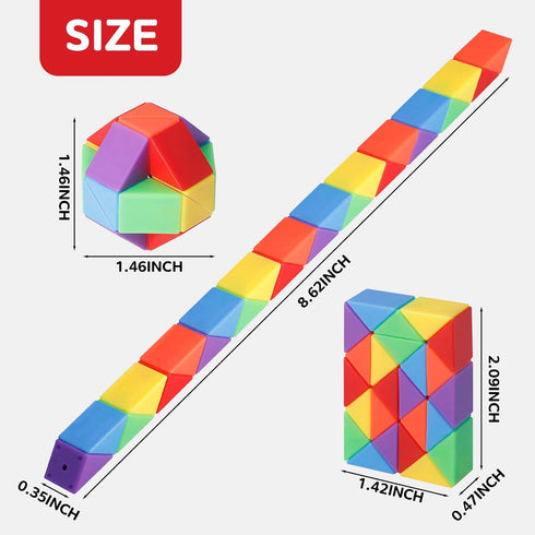 30 Pack Mini Fidget Snake Cube Toys Goodie Bag Stuffers for Kids, Treasure Box Toys for Classroom, Twist Puzzle