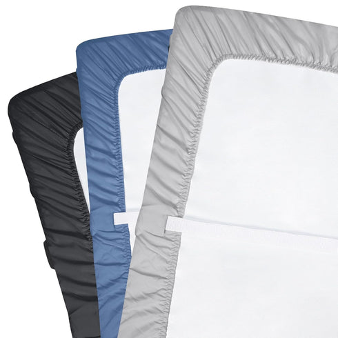 david's Kids 3 Pack Changing Pad Cover Set, Ultra Soft Cozy Microfiber Sheets for Baby Girls, Black & Grey & Navy Blue