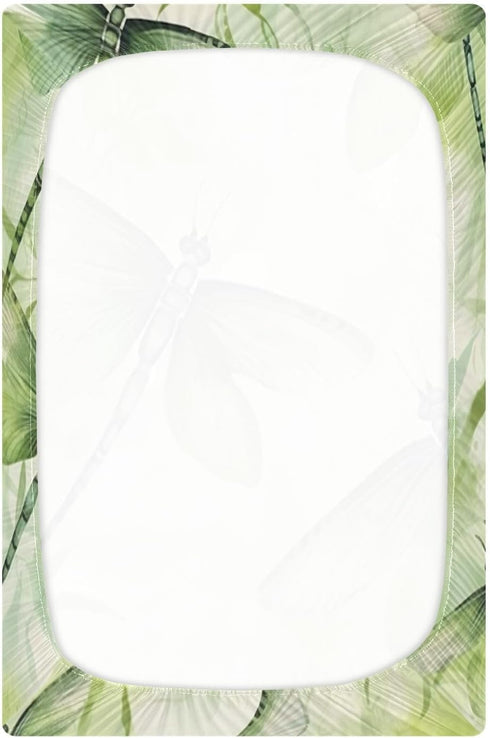 Wassud 28 52 Green Dragonflies Fitted Crib Sheet for Boys Girls, Soft and Breathable Neutral Baby Crib Mattress