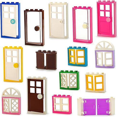 110 Pieces Doors, Windows, Fences and Light MOC Creative Building Block Toys Set for Kids Age 6-12 Years