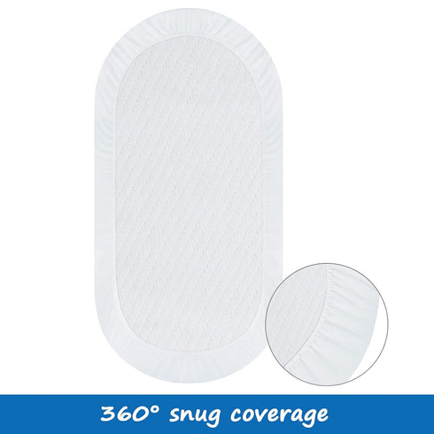 (32"x17") 2 Pack Bassinet Mattress Pad Cover Fit for Hourglass/Oval Bassinet Mattress, Waterproof Bassinet Mattress