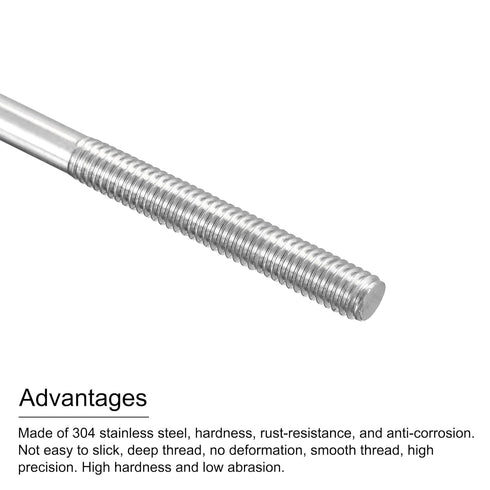 MECCANIXITY 304 Stainless Steel Push Rod Connector, Double End Threaded Rod for DIY RC Car, M4x250mm, 2 Pack