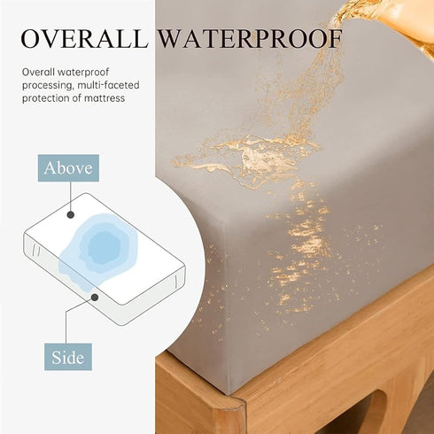 FIDSEJEONA Waterproof Fitted Sheet for Kids & Elderly Deep Pocket Mattress Cover, Solid Color Urine-Resistant