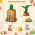 Set, 2 Easter Bunny Carrot House Building Rabbits, Chick, Colorful Easter Egg and Basket Toy, Building Blocks Kit