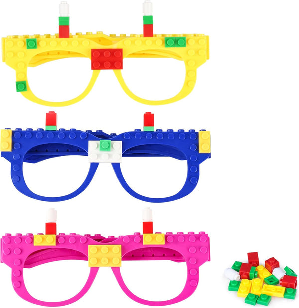 Hooqict 9 Pcs DIY Building Blocks Glasses, Party Supplies for Kids Adults Birthday Party Favors