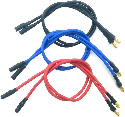 6pcs 3.5mm Banana Gold Bullet Connector Extension Cable for RC Brushless Motor ESC, 16AWG 30CM