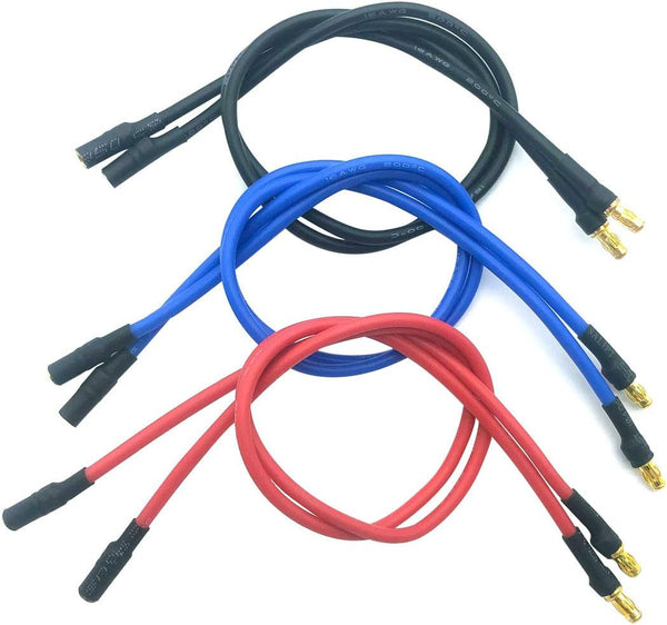 6pcs 3.5mm Banana Gold Bullet Connector Extension Cable for RC Brushless Motor ESC, 16AWG 30CM