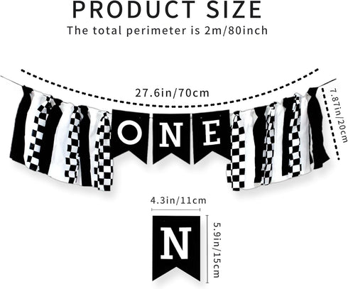 SULICRE 1st Checkered High Chair Banner First Birthday Boy, Race Car BD Decoration, Fast One Theme HighChair Banner