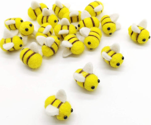 TIHOOD 20PCS Wool Felt Bee Craft Balls, Baby Shower Craft Supplies, Gender Reveal Party, DIY Craft Decoration