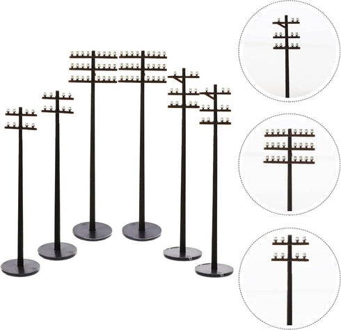Hobby Train Sets 6pcs Telephone Pole Model Train Accessories 1:87 Electric Utility Pole Model for Early Education