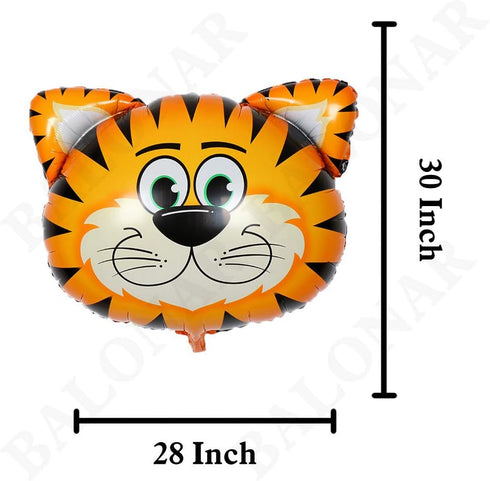 BALONAR 5pcs Animal Balloons for Child Birthday Party Supplies - 32 Inch Tiger Lion Zebra Monkey Giraffe, Cute Baby