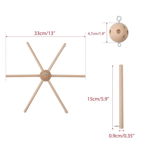 DIY Baby Mobile Kit, Hanging Frame Hanger for Crib, Decorative Natural Wooden Wind Chime Equipment for Infant Boy Girl