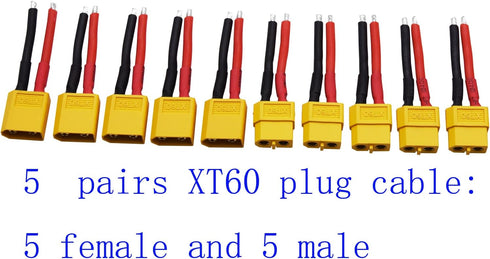 Blomiky XT60H 5 Pairs Female and Male 14AWG Silicon Wire Extention Deans XT60 Plug Connector for RC Cars Drone Lithium Battery XT60 Plug 5