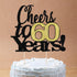 LVEUD Black Font Golden Numbers Cheers to 60 Years Happy Birthday Cake Topper - Wedding, Anniversary, Birthday