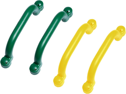 Playground Outdoor Safety Handle Accessories, 4 Pack Color Combo Set of 2 Green & 2 Yellow Grab Handle Bars for Kids