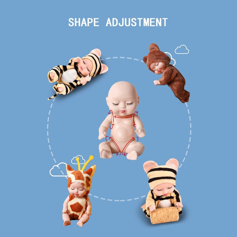 6 Pcs 4 Inch Mini Reborn Baby Dolls Toy Set - Realistic Baby Dolls with Cute Animal Clothes