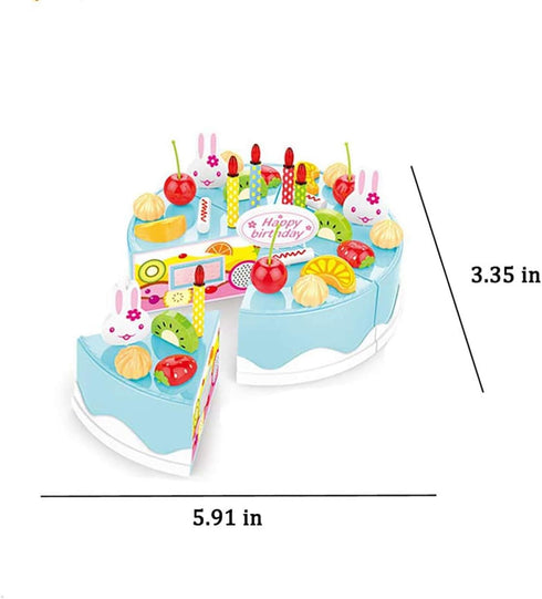 38 PCS DIY Cutting Birthday Party Cake Toy Set - Pretend Play Kitchen Food Toys, Pink/Blue Cut Cake Toys for Girls Boys