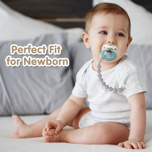 Draklary 4-Pack 100% Pacifier Clips Silicone, Pacifier Holder Clip with Stylish Round Design, Food Grade Silicone, Safe