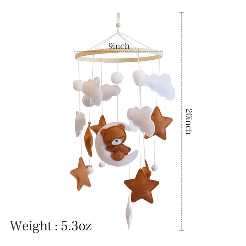Set Baby Crib Mobile - Bear Mobile for Crib, Felt Cloud Nursery for Boys and Girls, Baby Bassinet Mobile Toy - Shower