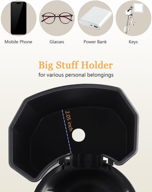 360 Universal Stroller Cup Holder with Phone Holder, Rotatable Strong Clip, Big Storage Space for Walker, Wheelchair