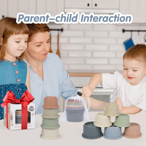 Stacking Cups Baby Toy for 6-12 Months, Toddler Nesting Cups Set, 8PCS Stackable Bath Toy for 1-3 Years Old
