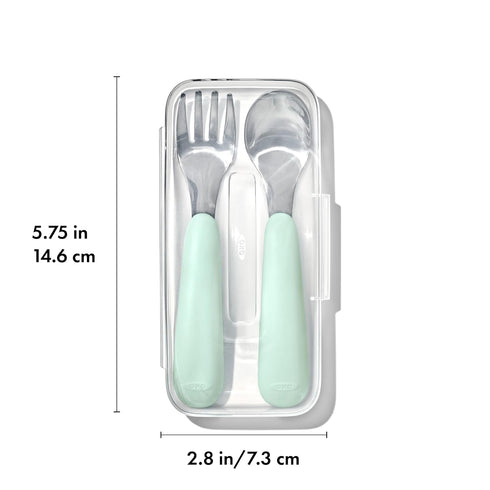 OXO Tot On-The-Go Fork and Spoon Set, Opal Color
