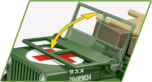 Set, 130 COBI Historical Collection WWII Jeep Willys MB Medical Vehicle Building Pieces