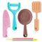 0-BPA Silicone Culinary Kitchen Utensil Baby Teething Toys: Chef Cooking Role Playing Games Training for Infants, 4 Pack
