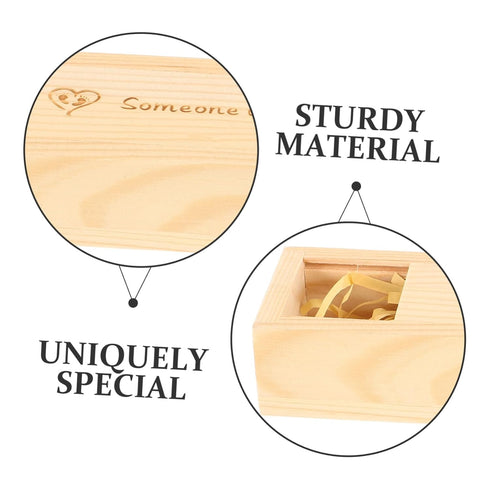 Wooden Pregnancy Test Keepsake Box with Lid Genuine Footprint Design Newborn Announcement Storage Case for Mementos